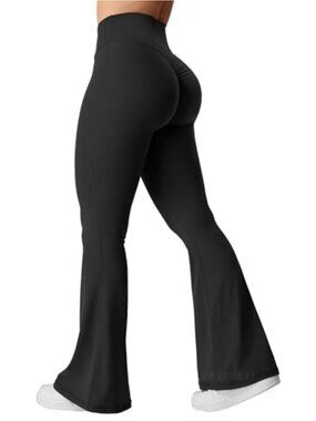 Flare Scrunch Leggings V Cross Waist Yoga Pants Buttery Soft Squat Proof